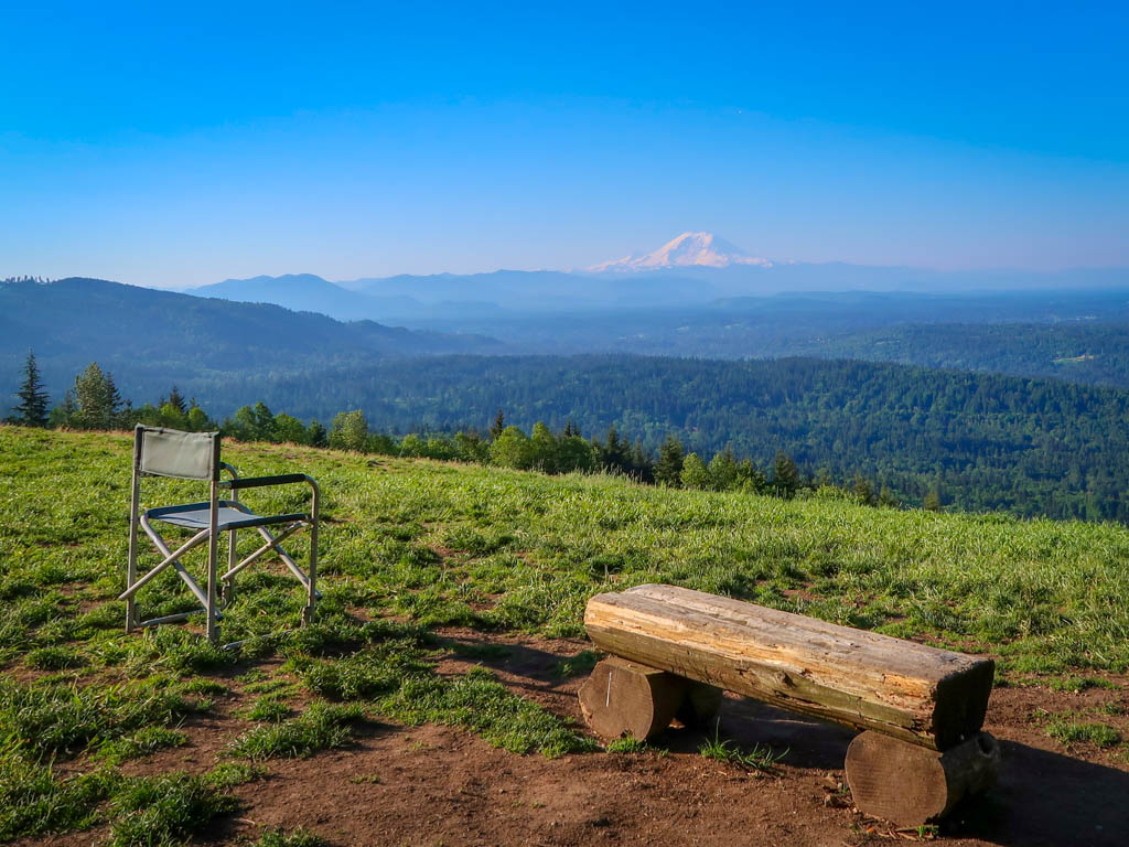 View of Mount Rainier on the Poo Poo Point Chirico Trail