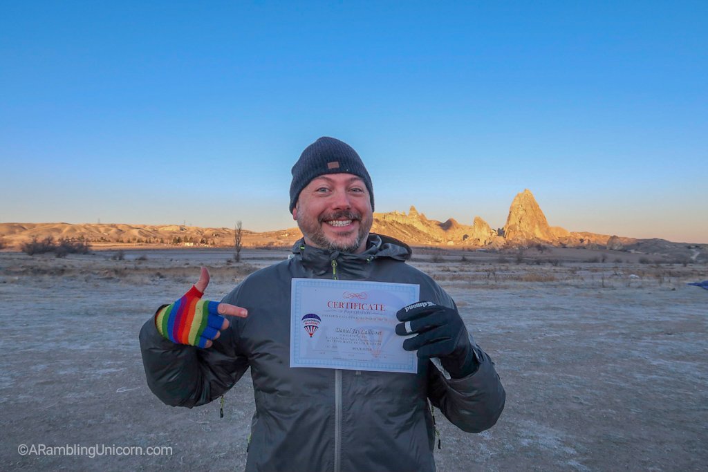They gave us certificates for completing the Cappadocia balloon ride which we promptly threw away since we don't have room for them in our bags.