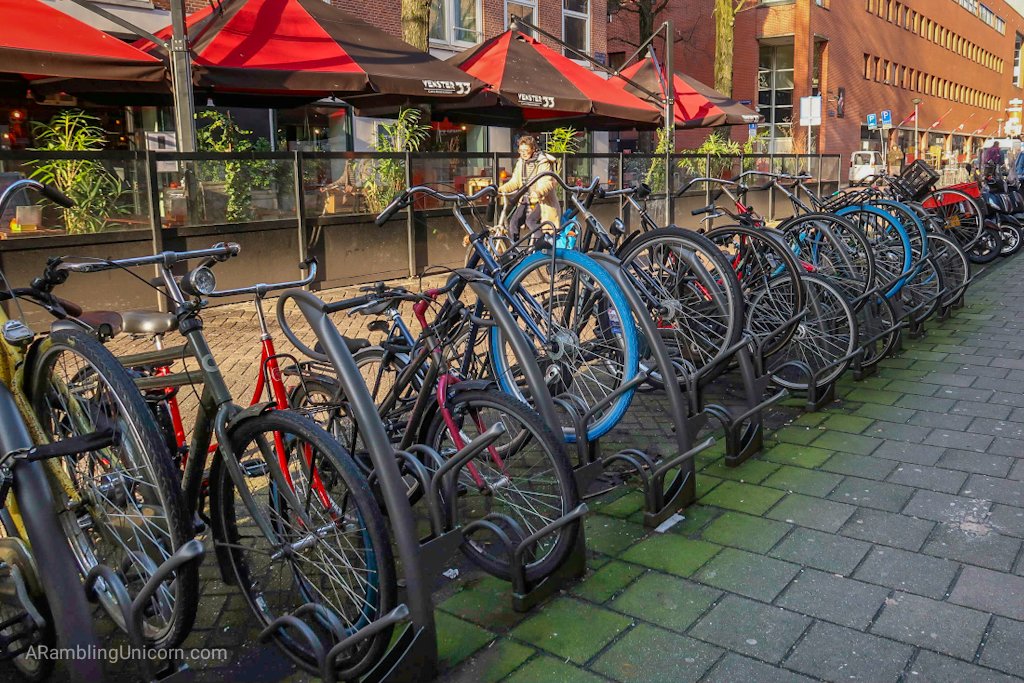 Amsterdam Blog post. All the bike racks were filled with bikes. Seemed like a lot of competition for bike parking.