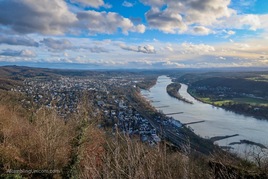 The view from Cologne Day Trip: Dragon Rock (Drachenfels) over the Rhine towards Bad Honnef