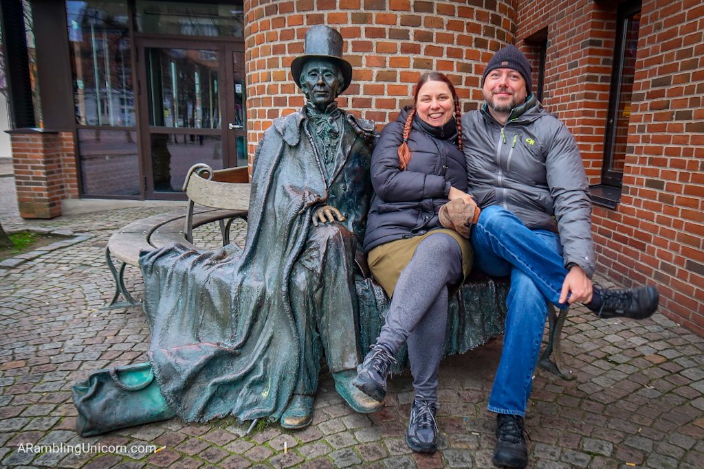 Odense blog: Daniel and I share a park bench with Hans Christian Andersen