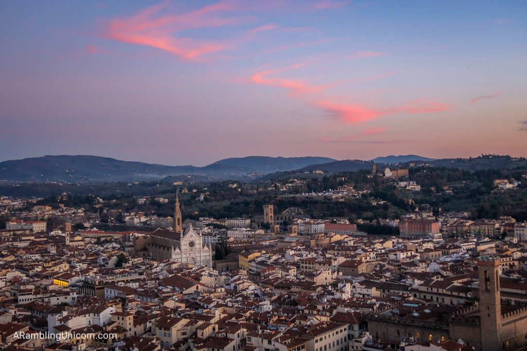 Sunset from the Duomo with the Basilica of Santa Maria Novella in the distancepg