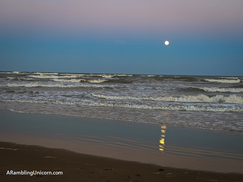Moonrise on the beach at South Padre Island