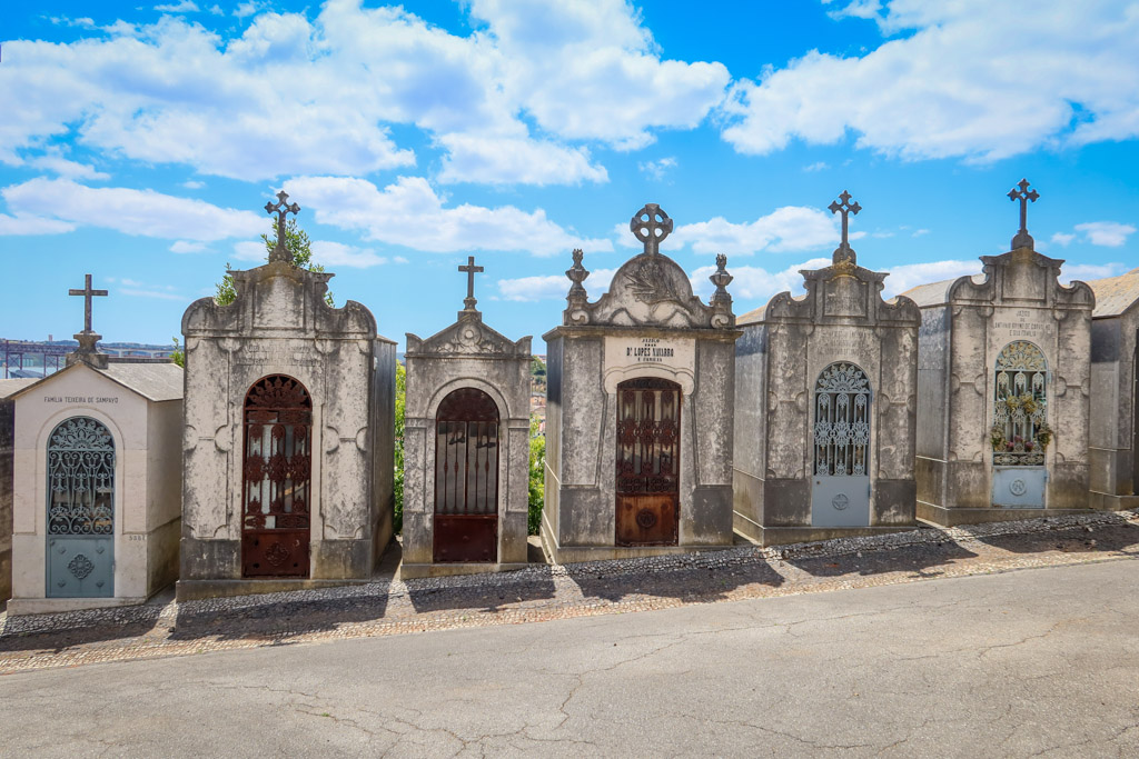 A collection of ornate mausoleums in the Cemetery Prazeres