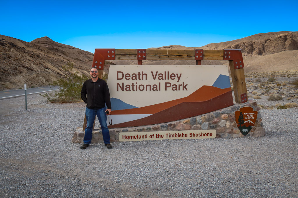 Begin your one day at Death Valley National Park with a picture by the entrance sign 