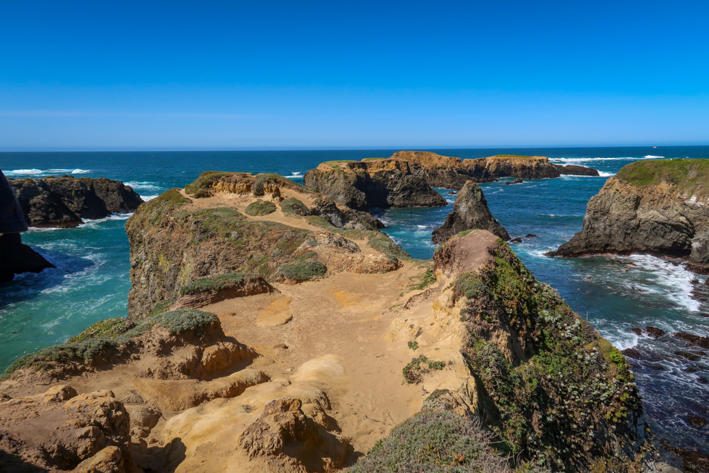 A vista point on an outcropping of rock at Mendocino Headlands State Park