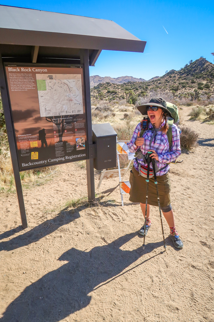 Photo of the author at the Black Rock Canyon Trailhead flashing a cheesy thumbs up sign