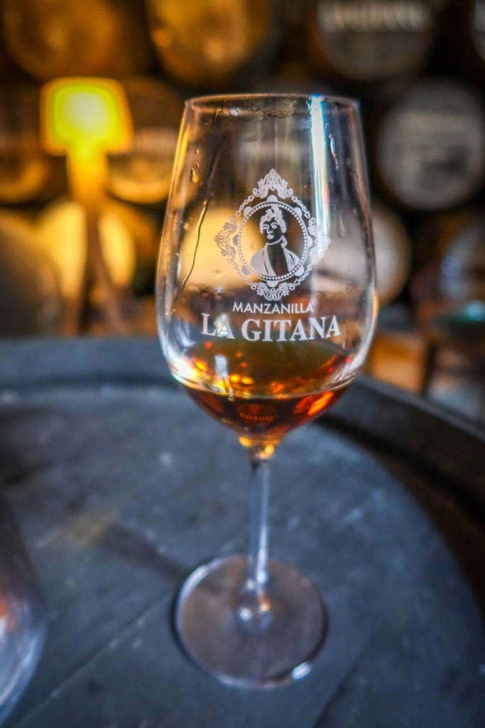 A glass of sherry wine in Spain's Sherry Triangle